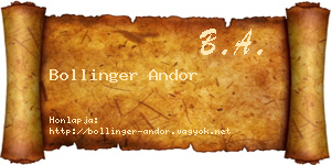Bollinger Andor névjegykártya